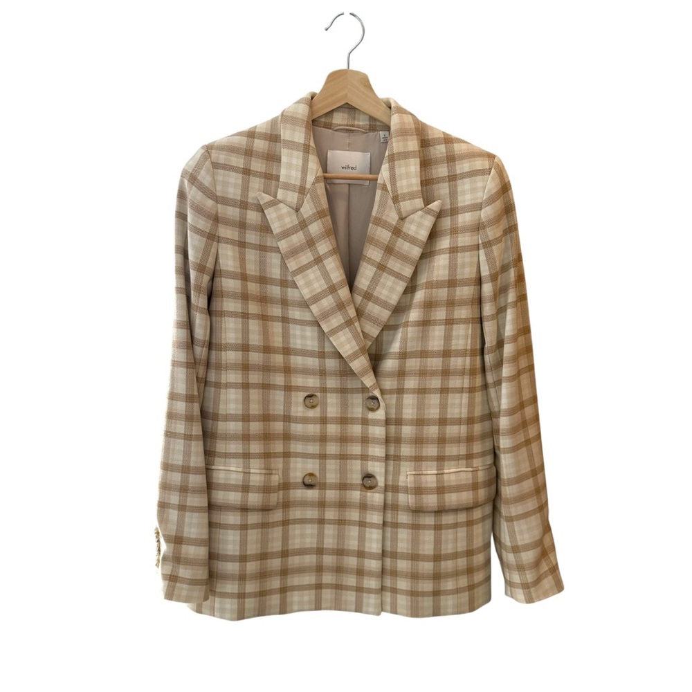 NWOT Wilfred Tan and Cream Plaid Blazer - Picture 14 of 16